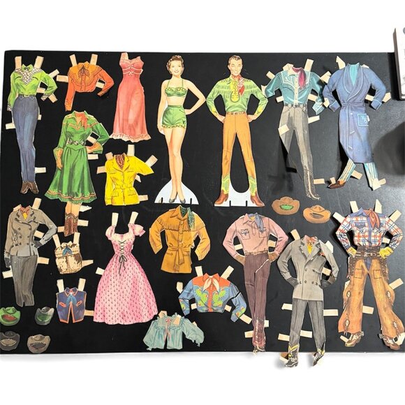 Vintage 1956 Whitman Roy Rogers Dale Evans Paper Doll Set Original - Picture 1 of 13